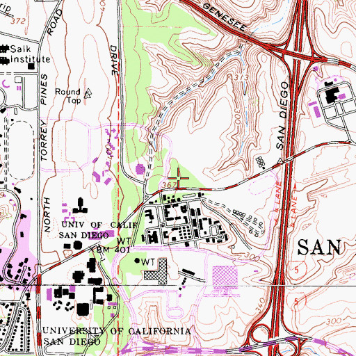 Topographic Map of Warren Lecture Hall, CA