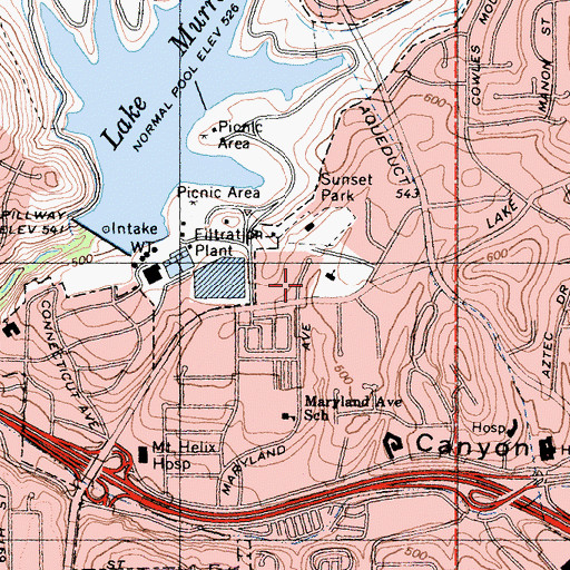 Topographic Map of Assembly of God of La Mesa, CA