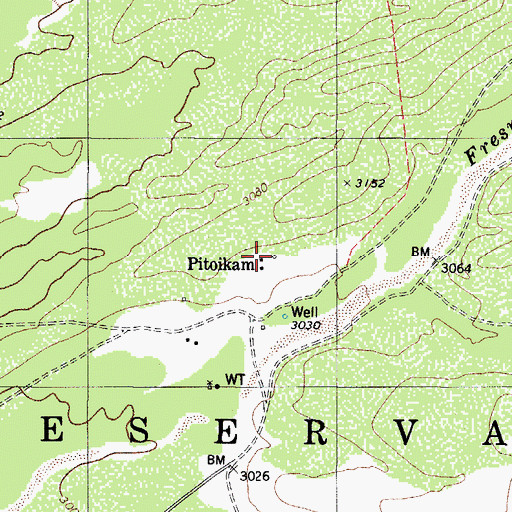 Topographic Map of Pitoikam, AZ