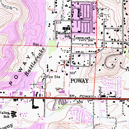 Topographic Map of Cornerstone Church of Poway, CA