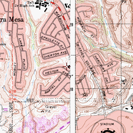 Topographic Map of Mission Village Christian Fellowship Church, CA