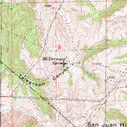 Topographic Map of McDermont Spring, CA