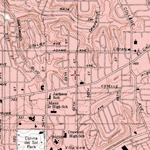 Topographic Map of Blessed Sacrament School, CA