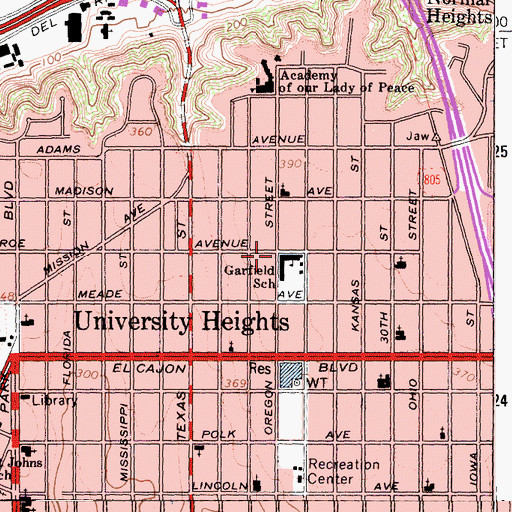 Topographic Map of Garfield Elementary School, CA