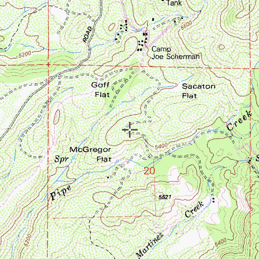 Topographic Map of McGregor Flat, CA