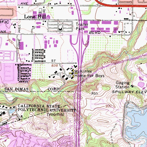 Topographic Map of McKinley Home for Boys, CA