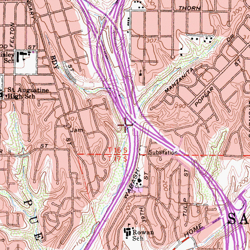 Topographic Map of Interchange 14, CA