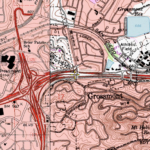 Topographic Map of Interchange 14C, CA