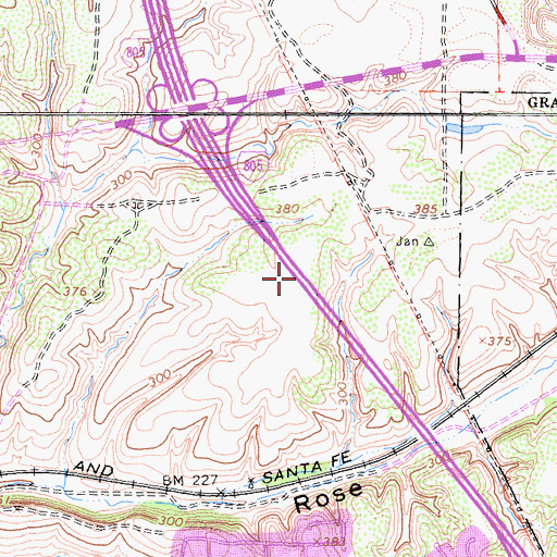 Topographic Map of Interchange 25A, CA