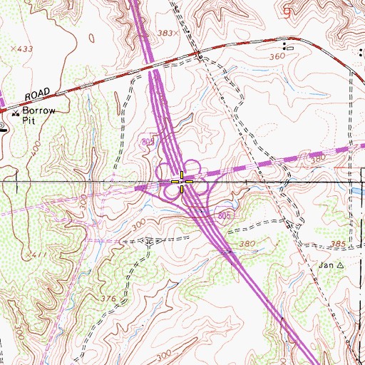 Topographic Map of Interchange 25B, CA