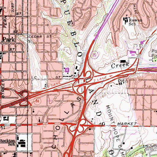 Topographic Map of Interchange 2B, CA