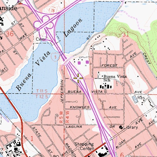 Topographic Map of Interchange 51A, CA