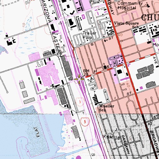 Topographic Map of Interchange 8A, CA