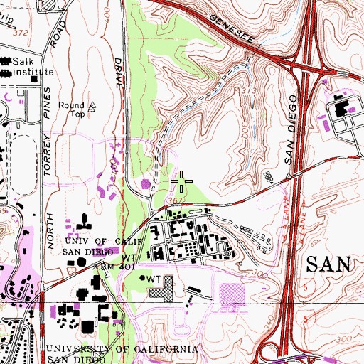 Topographic Map of Warren Mall, CA