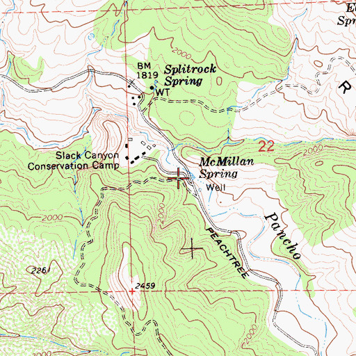 Topographic Map of McMillan Spring, CA
