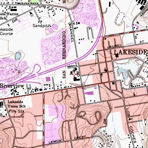Topographic Map of Lakeside Community Presbyterian Church, CA