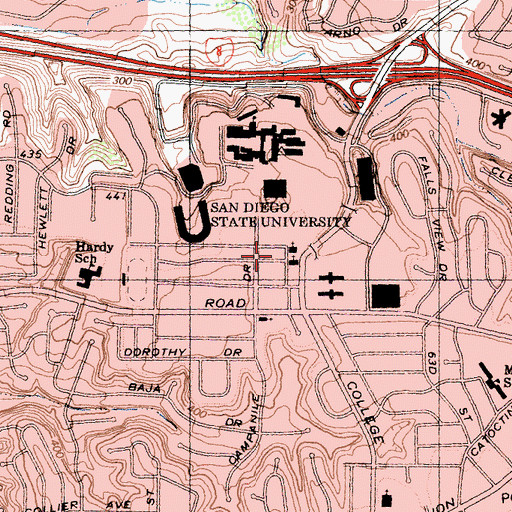 Topographic Map of Lutheran Campus Center, CA