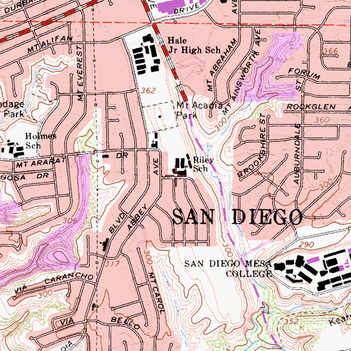 Topographic Map of Riley Special Education School, CA