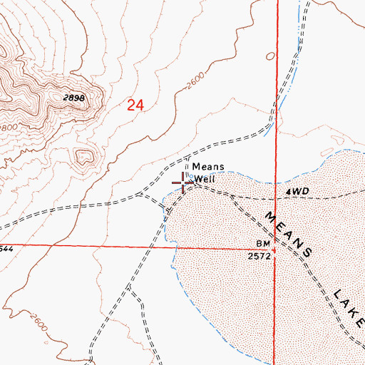 Topographic Map of Means Well, CA