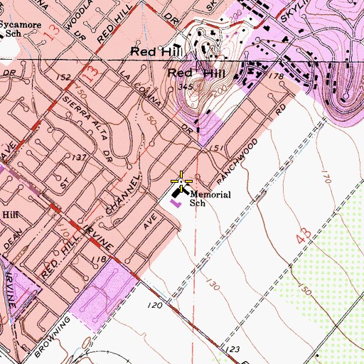 Topographic Map of Tustin Memorial Academy, CA