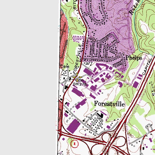 Topographic Map of Amazing Grace Baptist Church, MD