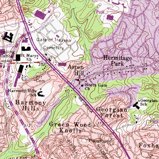 Topographic Map of Aspen Hill Christian Church, MD