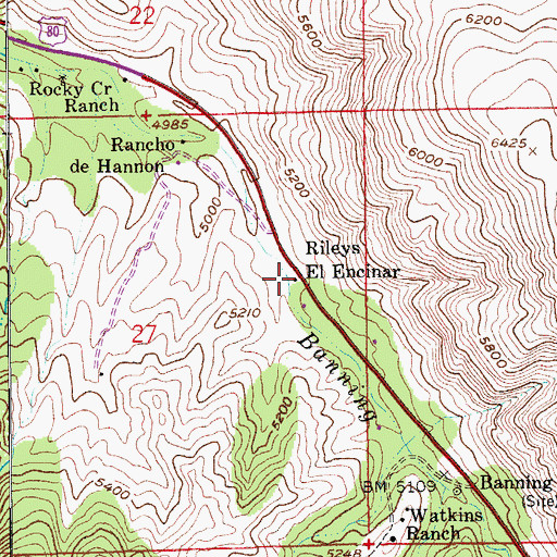 Topographic Map of Rileys El Encinar, AZ
