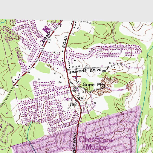 Topographic Map of Clinton United Methodist Church, MD