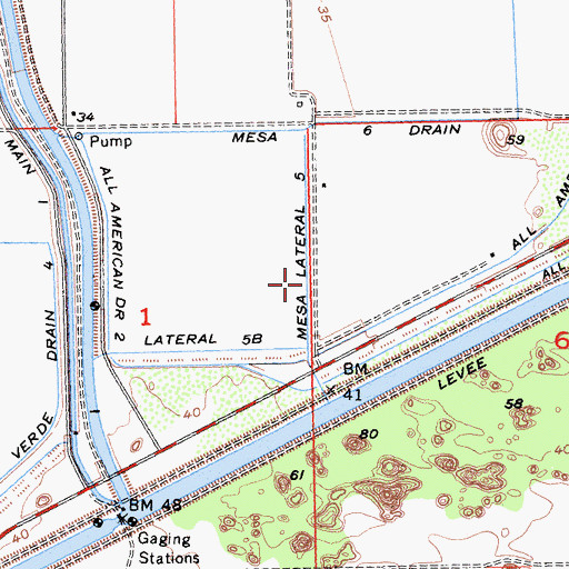 Topographic Map of Mesa Lateral Five, CA