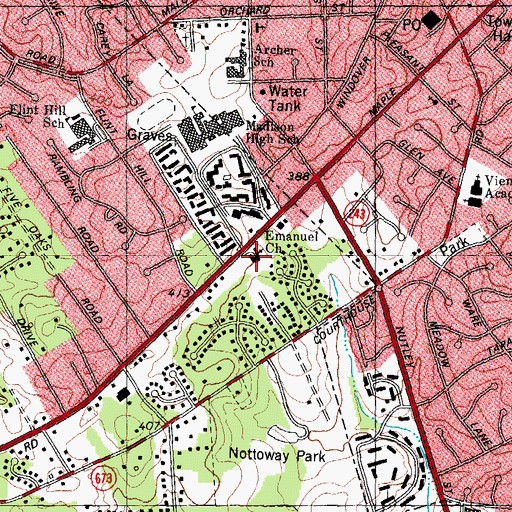 Topographic Map of Emmanuel Lutheran Church, VA