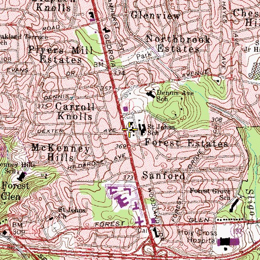 Topographic Map of Saint John the Evangelist Church, MD