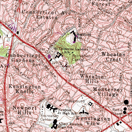 Topographic Map of Wheaton Presbyterian Church, MD