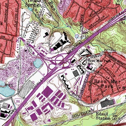 Topographic Map of Interchange 2, VA