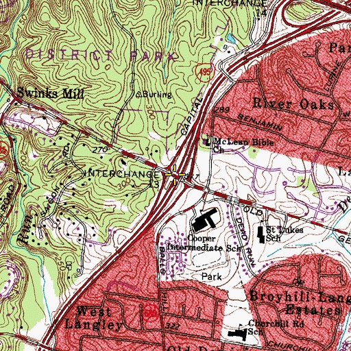 Topographic Map of Interchange 44, VA