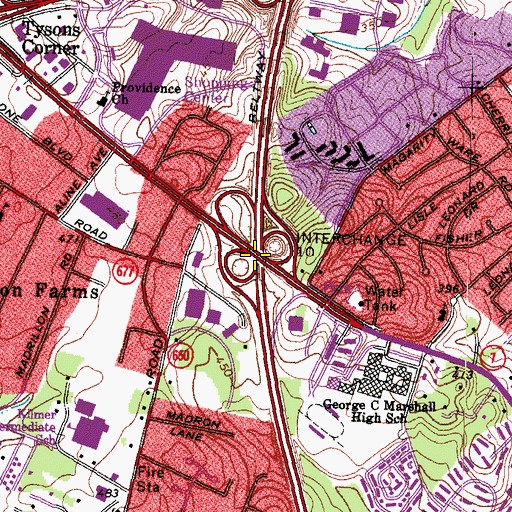 Topographic Map of Interchange 47, VA