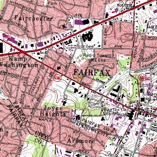 Topographic Map of Fairfax Surgical Center, VA