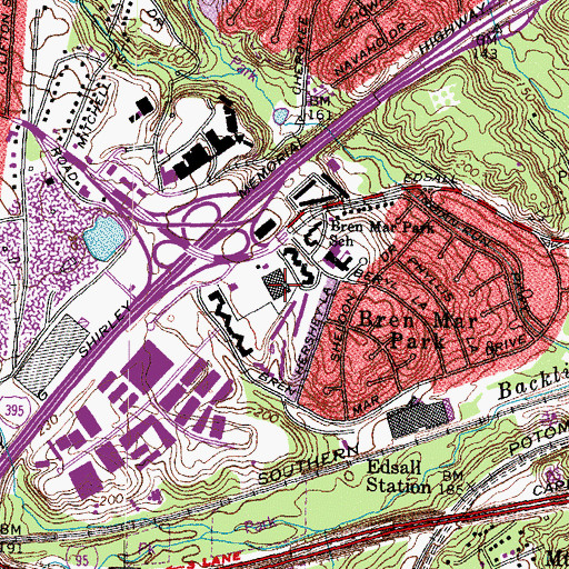 Topographic Map of Ames Plaza Shopping Center, VA