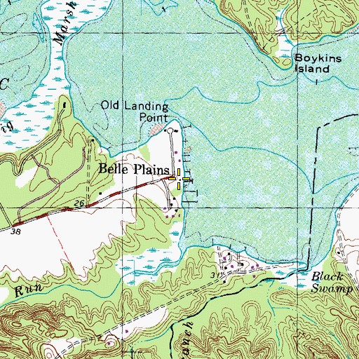 Topographic Map of Belle Harbor Yacht Club, VA