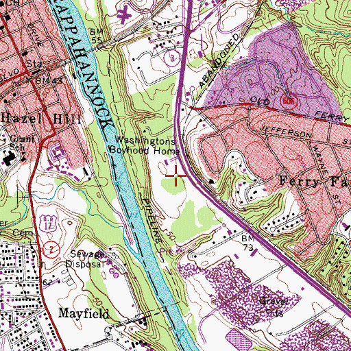 Topographic Map of George Washingtons Ferry Farm, VA