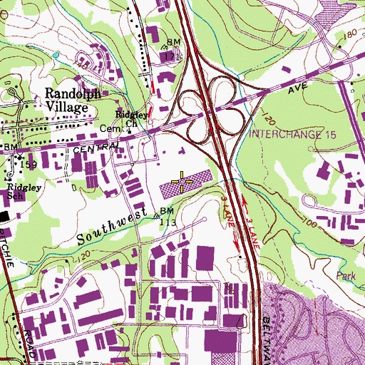 Topographic Map of Hampton Mall Shopping Center, MD