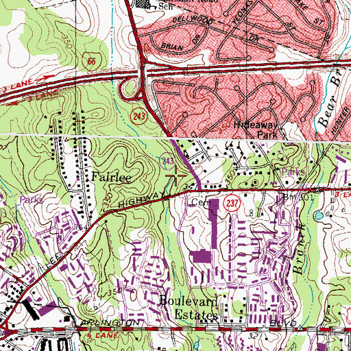 Topographic Map of Hunters Branch Business Center, VA