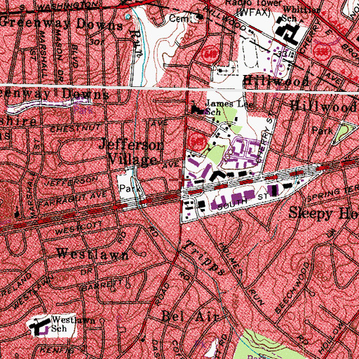 Topographic Map of Jefferson Village Shopping Center, VA
