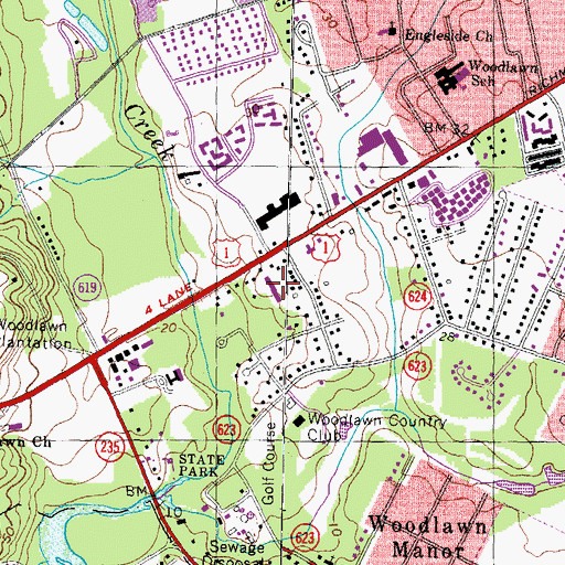 Topographic Map of Pear Tree Village Shopping Center, VA
