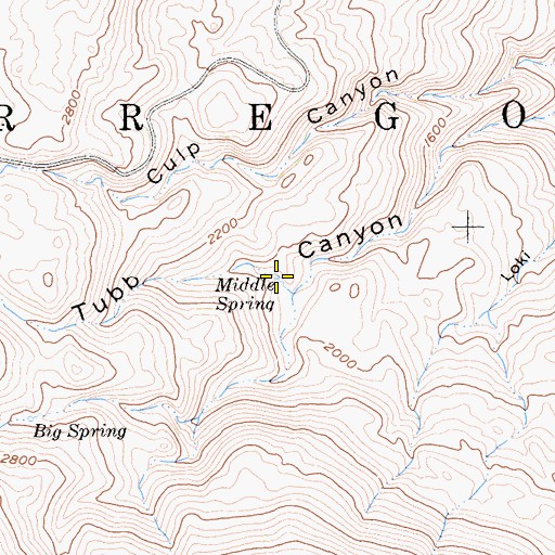 Topographic Map of Middle Spring, CA