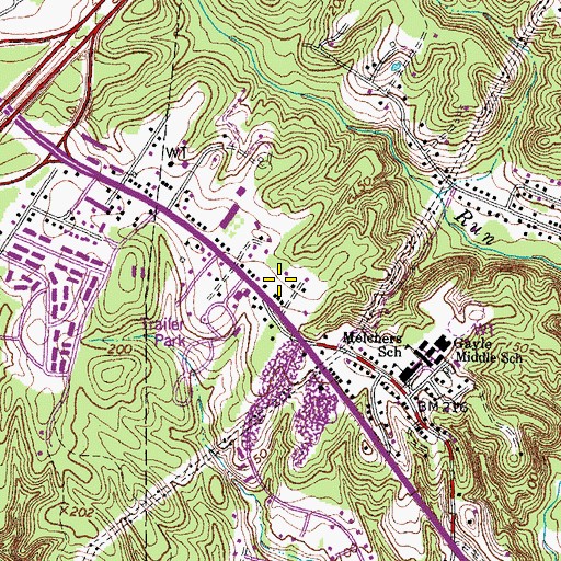 Topographic Map of Brooks, VA