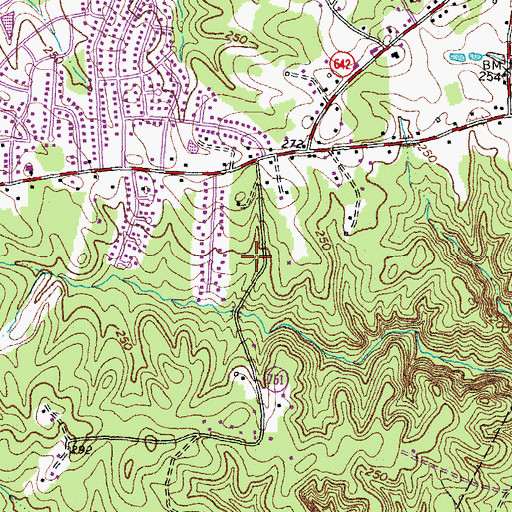 Topographic Map of Cabin Creekwood, VA