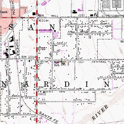 Topographic Map of Mill School (historical), CA