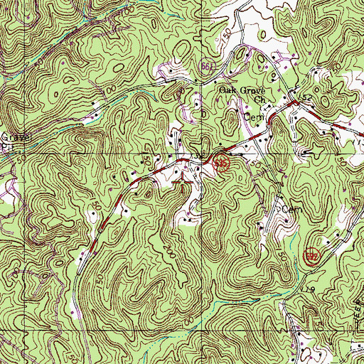 Topographic Map of Raspberry, VA