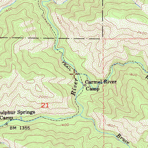 Topographic Map of Miller Fork Carmel River, CA