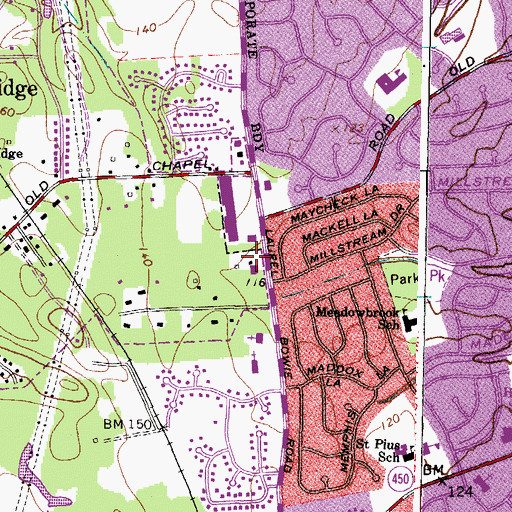 Topographic Map of Mitchellville Carrier Annex Post Office, MD
